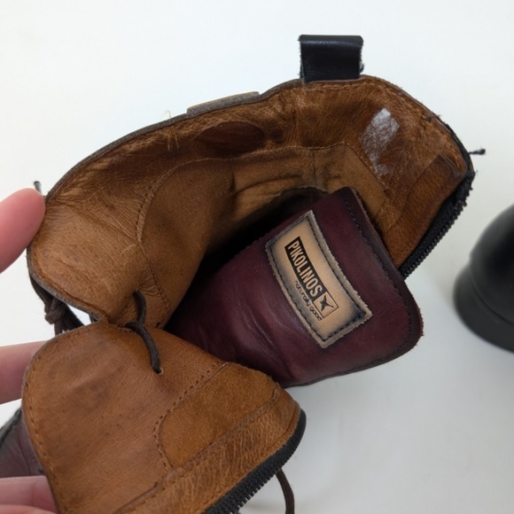 Pikolinos Leather Lace Up Boots Ankle Booties Panelled Oxford Colorblock Grey - Picture 11 of 11